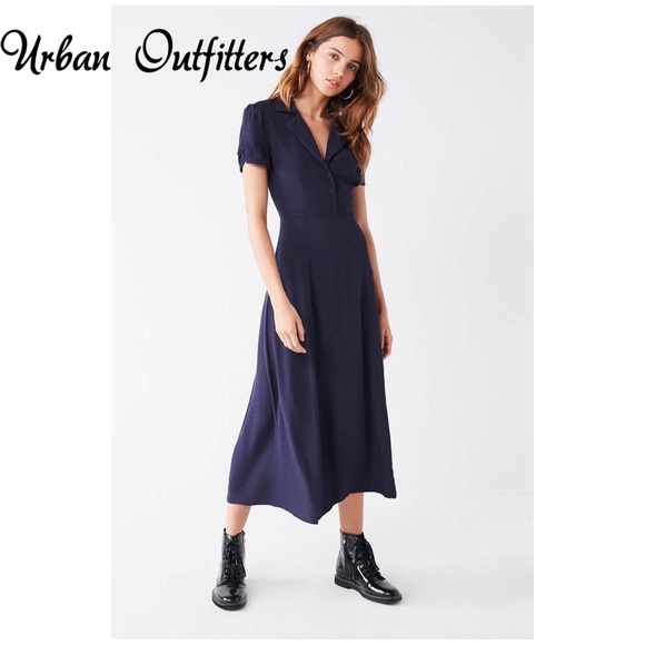 button down midi shirt dress